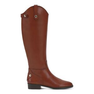 NWT INC Womens Brown Pull Tab Aleah Toe Stacked Heel Leather Riding Boot 8.5 M
